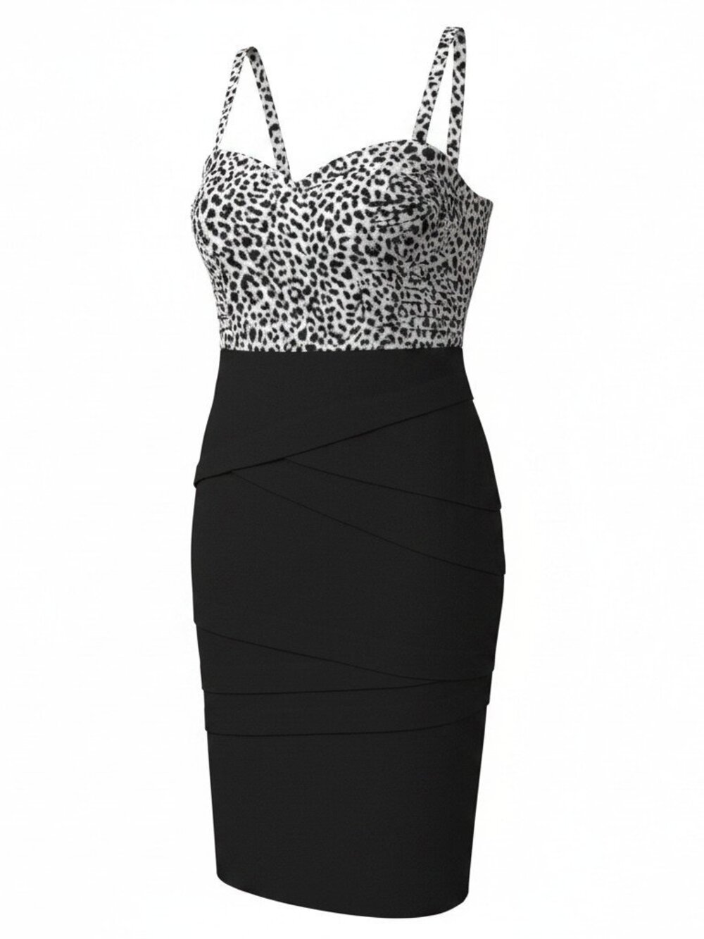 Torrid Leopard Print Bodycon Cocktail Dress Size 16 Black White Pin Up Midi